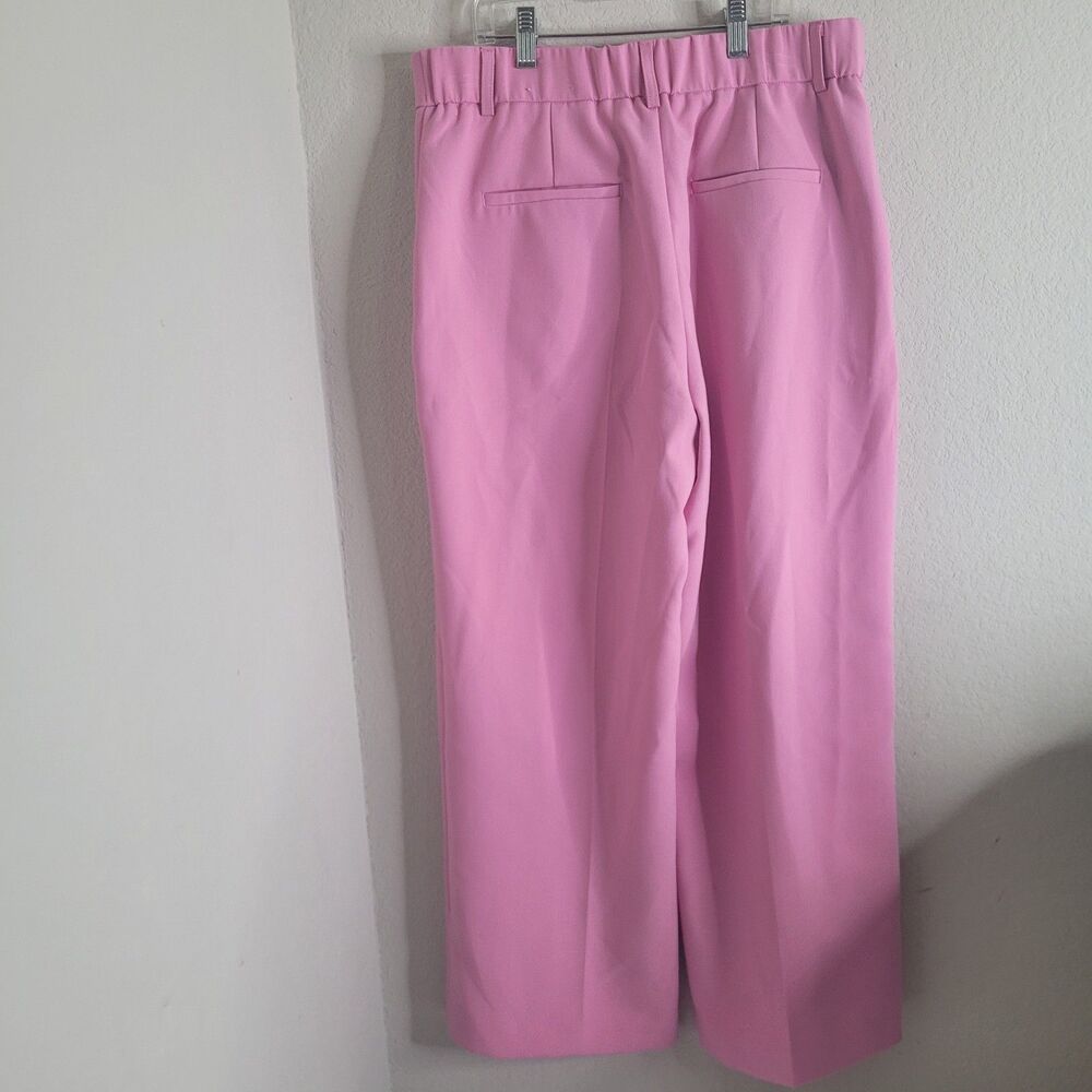 Joie size 8 pants trousers pink elastic waist button zip pockets wide leg - Picture 4 of 13